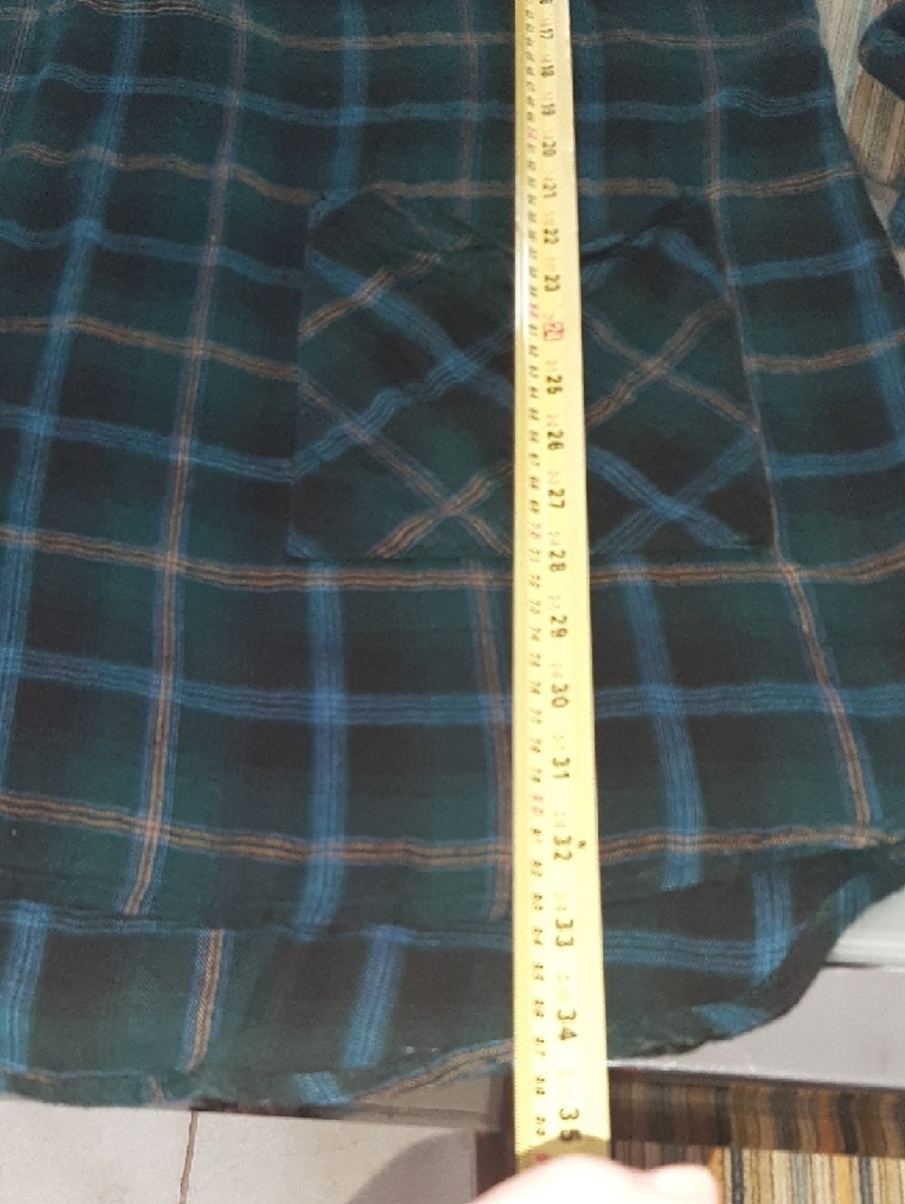 HARLOW๐Relaxed Plaid Shirt Dress in Dark Green & Navy SO SOFT, Tab Sleeves Sz L - Picture 9 of 10